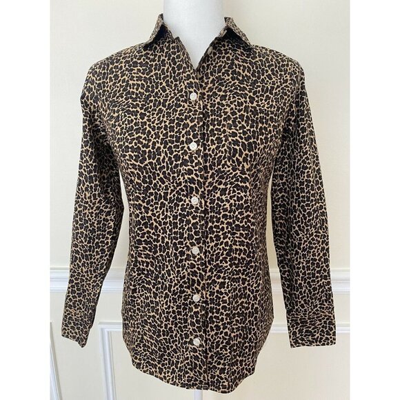 J.CREW Tops - J.Crew  Long Sleeve Button-Down Shirt  Leopard Women Size XXS